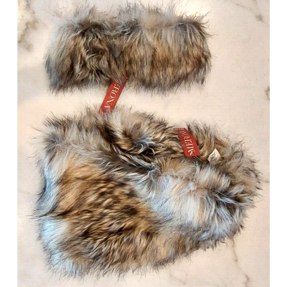 Merona Faux Fur Infinity Scarf And Headband‎ Natural Brown OS NWT $40